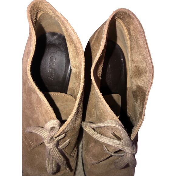 J. Crew Suede Wedge Chukka Desert Ankle BOOTIES Boots - Size 8 - Tan Lace Up - Picture 7 of 12
